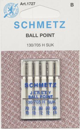 Schmetz 1727 Jersey Ball Point Machine Needles 5-Pack Size 10 - 14