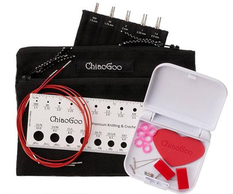 ChiaoGoo 4” TWIST Minis Interchangeable Needle Set Red Lace US 000-1.5