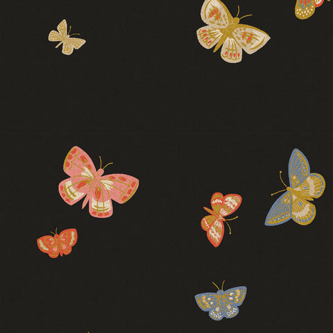 English Rose Canvas Butterfly House Black Metallic