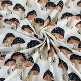 Black Mushrooms Indian Block Print Cotton