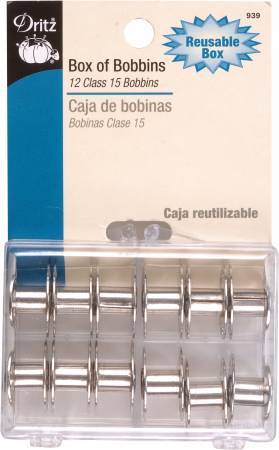 Dritz Box of Bobbins 12ct Class 15 Metal Bobbins
