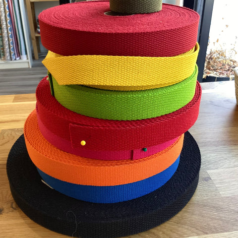 Cotton Webbing 1" Wide (Various Colors)