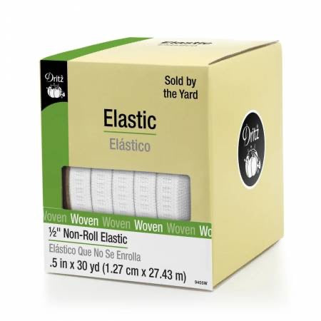 Woven 1/2" Ribbed Non-Roll Elastic White (Dritz)