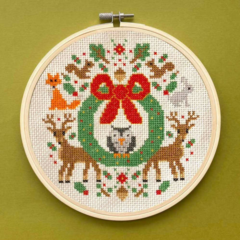 Woodland Holiday Cross Stitch Kit (Spot Colors)
