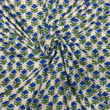 Blue Floral Spot Indian Block Print Cotton