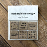 Cork Sew-In Labels Made With Love (Binkwaffle)