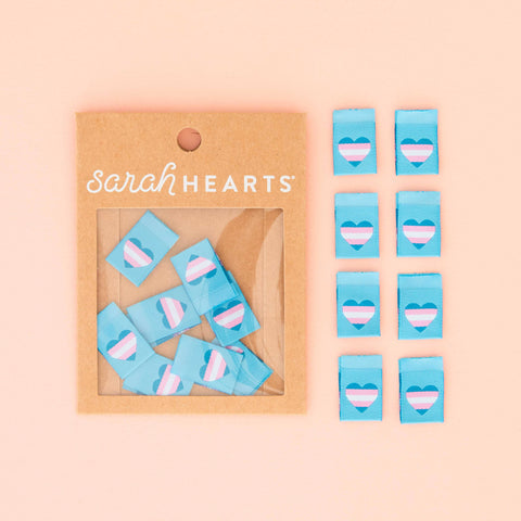 Trans Flag Heart Woven Labels (Sarah Hearts)