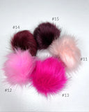 Faux Fur Pompom 4" - 5" in Assorted Colors Sew on Snap