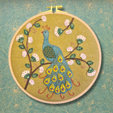 Flamboyant Peacock Appliqué Hoop Craft Kit: English