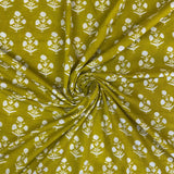 Mustard Flower Indian Block Print Cotton