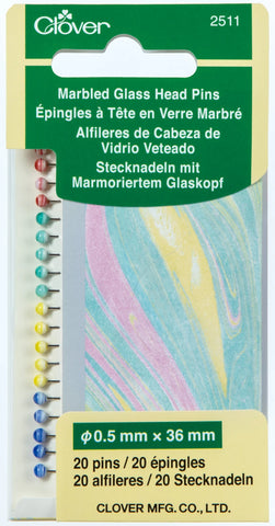 Marbled Glass Head Pins (Clover)