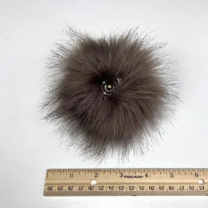 Faux Fur Pompom 4" - 5" in Assorted Colors Sew on Snap