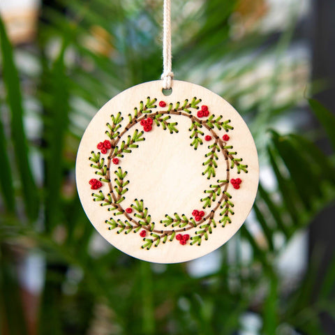 Christmas Wreath Ornament Embroidery Kit (Still Magnolia)