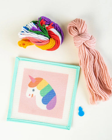 Rainbow Unicorn Needlepoint Kit For Kids