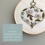 And Other Adventures Embroidery Kit - Floral Ornament in Muted Aqua