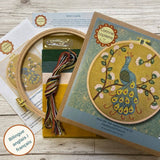 Flamboyant Peacock Appliqué Hoop Craft Kit: English