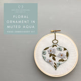 And Other Adventures Embroidery Kit - Floral Ornament in Muted Aqua