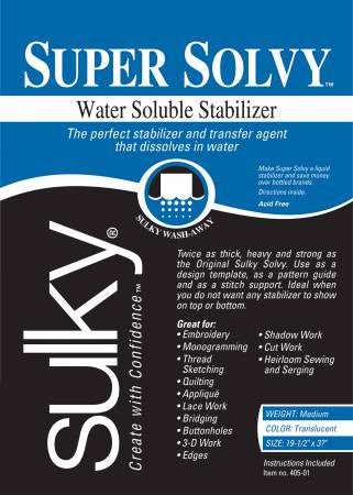 Sulky Super Solvy Water Soluble Stabilizer 20” x 1yd