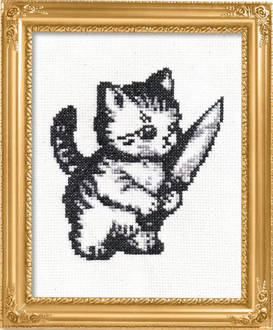 Stabby Kitty Cross Stitch Kit (Subversive Cross Stitch)