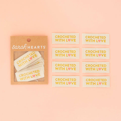 Sarah Hearts Crocheted with Love Woven Labels