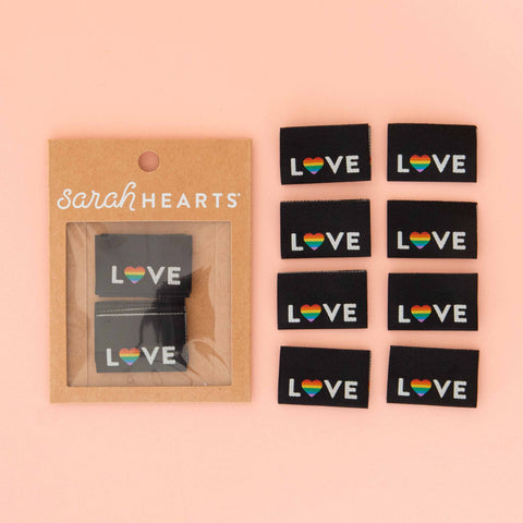 Sarah Hearts Love Pride Heart Woven Labels