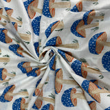 Blue Mushrooms Indian Block Print Cotton
