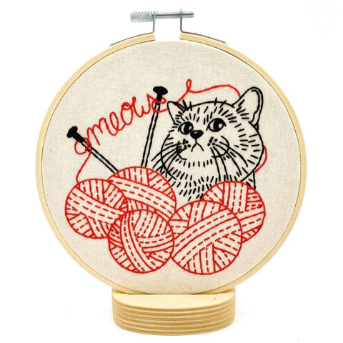 Kitten with Knitting Embroidery Kit (Hook, Line & Tinker)