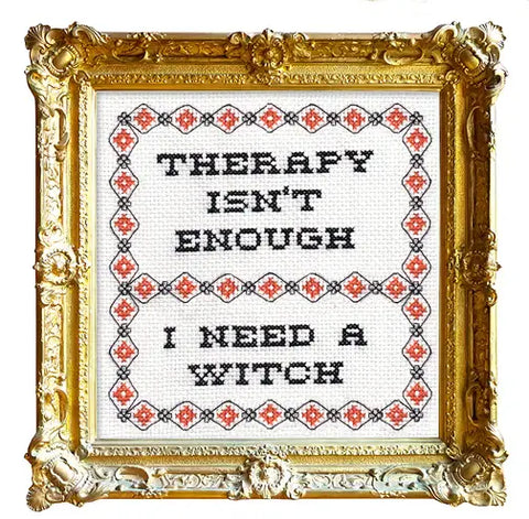 Therapy Isn't Enough Cross Stitch Kit (Subversive Cross Stitch)