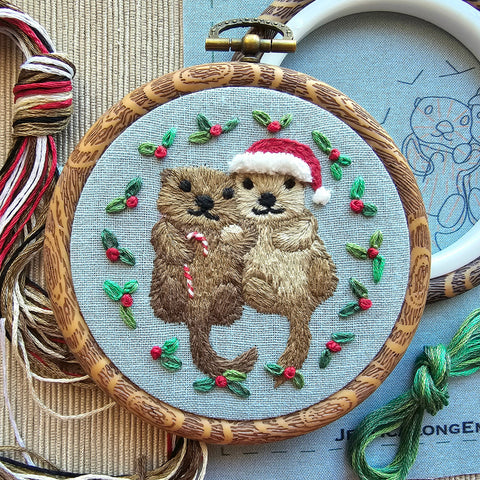 Otterly Adorable Ornament Embroidery Kit (Jessica Long Embroidery)