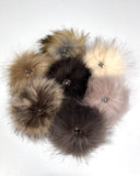 Faux Fur Pompom 4" - 5" in Assorted Colors Sew on Snap