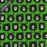 Cotton Flax Prints Green Bears