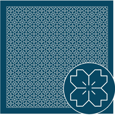 Sashiko Sampler H-2033 Cherry Blossom Navy