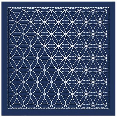 Sashiko Sampler Placemat L-2004 Hana Guruma Navy