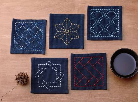 Sashiko Sampler Tsumugi SC-TC4 Coasters Blue