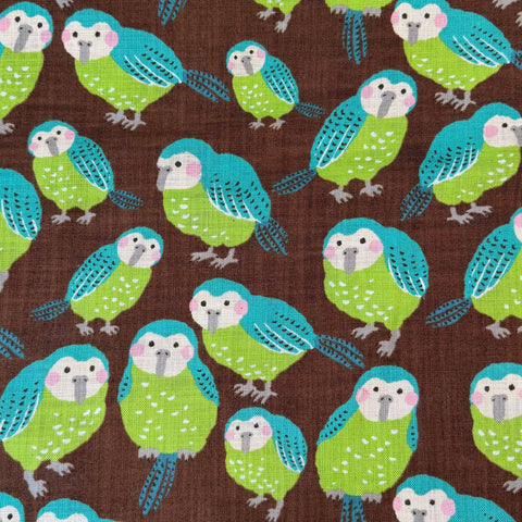 Kakapo Parrot Linen-Like Cotton Slub Brown