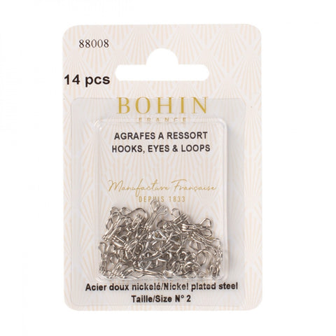 Bohin Nickel Hooks, Eyes and Loops Size 2