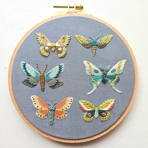 Moth Sampler Embroidery Kit (Jessica Long Embroidery)