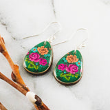Bright Green Floral Earrings (No Man's Land)