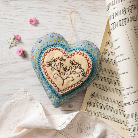 Corinne Lapierre Embroidered Heart Wool Mix Felt Craft Kit