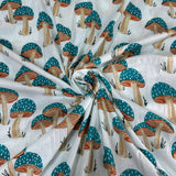 Blue Mushrooms Indian Block Print Cotton