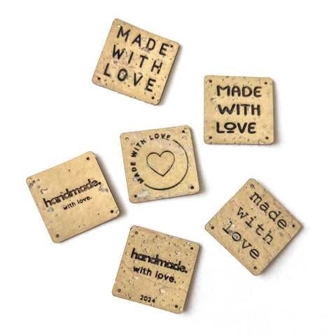 Cork Sew-In Labels Made With Love (Binkwaffle)