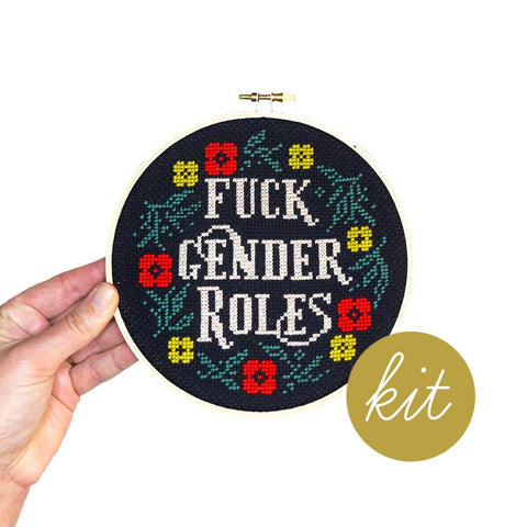 Fuck Gender Roles Cross Stitch Kit (Junebug and Darlin)