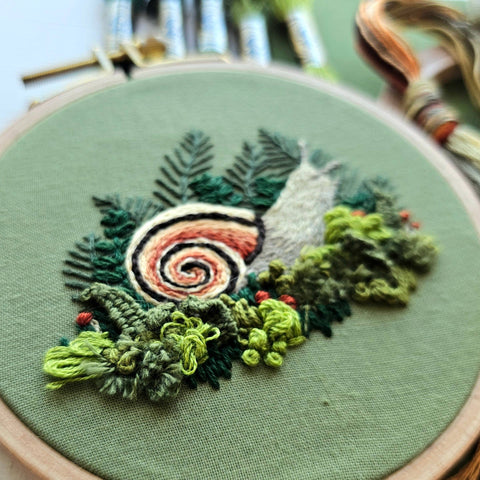 Forest Snail Embroidery Kit (Jessica Long Embroidery)