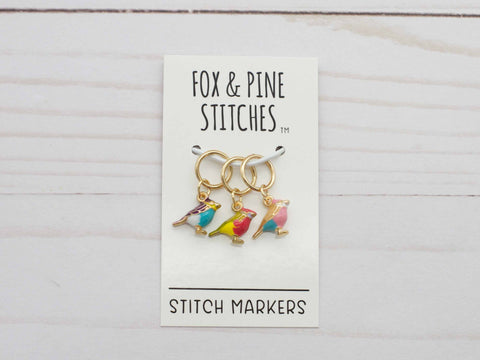 Fox & Pine Colorful Birds Stitch Markers