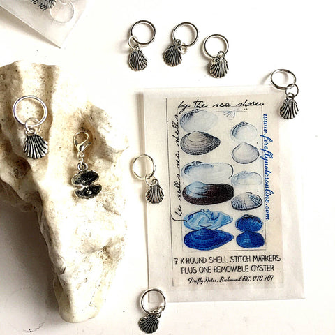 Seashell 10mm Stitch Markers Plus One Removable