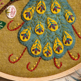 Flamboyant Peacock Appliqué Hoop Craft Kit: English