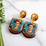 Bright Frida Kahlo Drop Post Earrings
