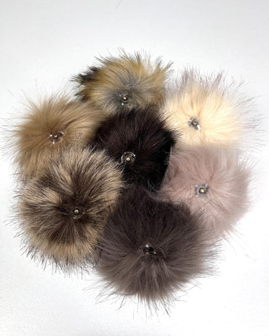 Faux Fur Pom-Pom Assorted Colors Sew on Snap