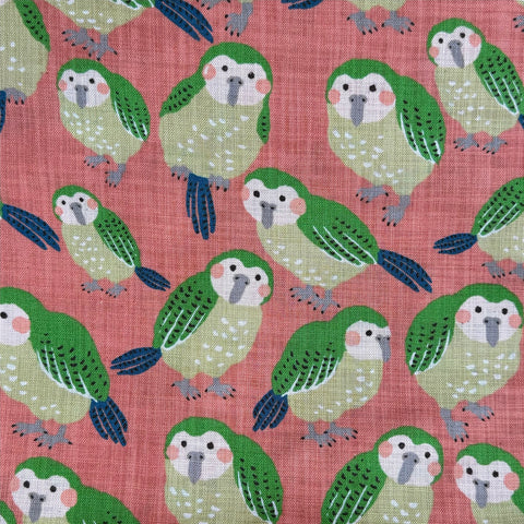 Kakapo Parrot Linen-Like Cotton Slub Pink