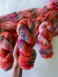 Soft Rose Fingering Ruby and Roses